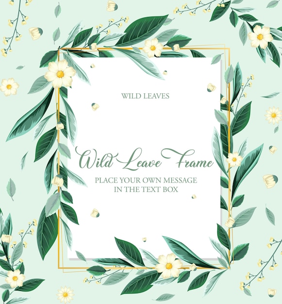 Vertical frame of green foliage template