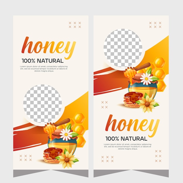 Vector vertical honey banner organic natural honey vector illustration