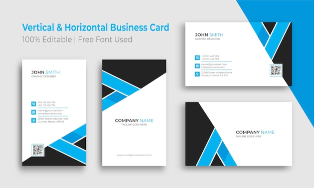 Vertical and horizontal minimalist business card template