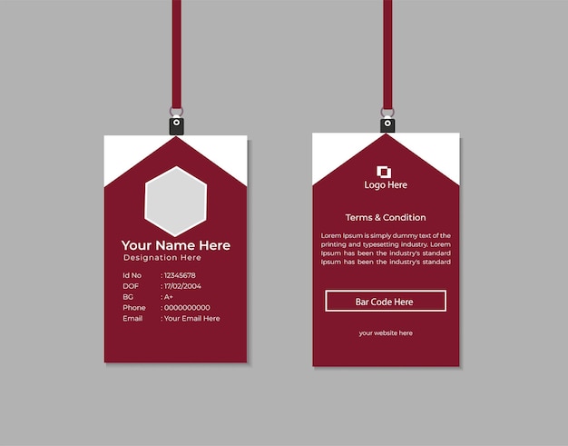 Vertical id card free vector