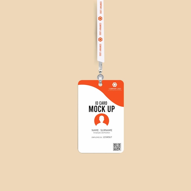 Vertical id cards holder mockup with vector design