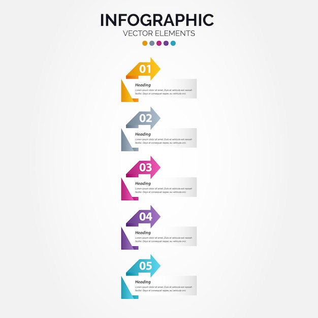 Vertical infographic design template creative concept with 5 steps can be used for workflow layout diagram banner webdesign vector illustration