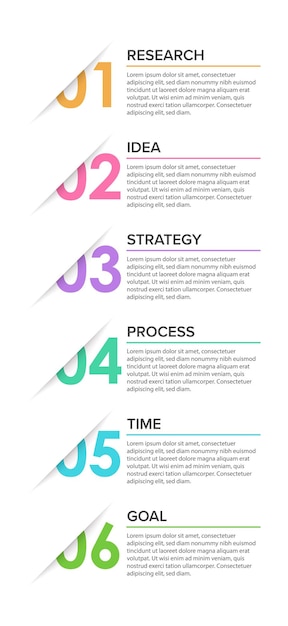 Vertical infographic design with icons and 6 options or steps