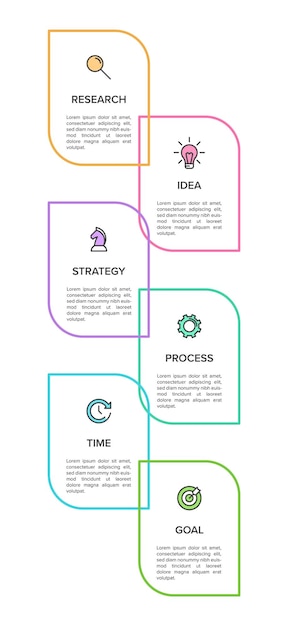 Vertical infographic design with icons and 6 options or steps