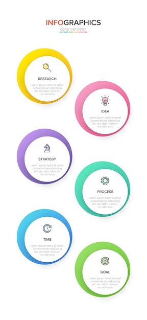 Vector vertical infographic design with icons and 6 options or steps