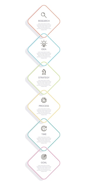 Vertical infographic design with icons and 6 options or steps