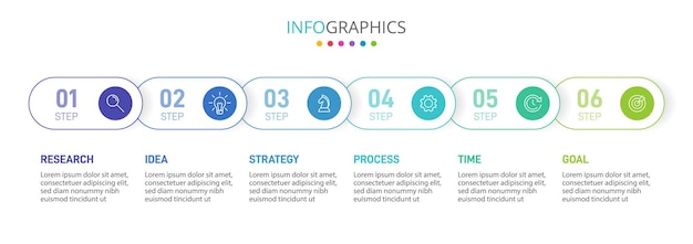 Vertical infographic design with icons and 6 options or steps