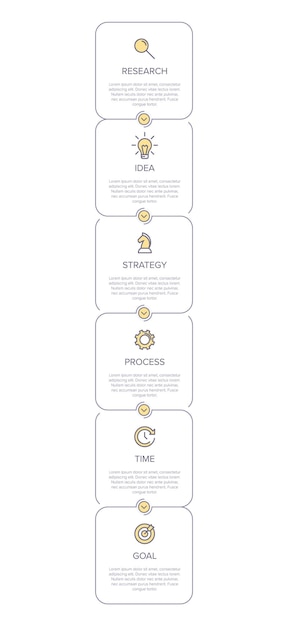 アイコンと6つのオプションまたはステップを備えた垂直インフォグラフィックデザイン