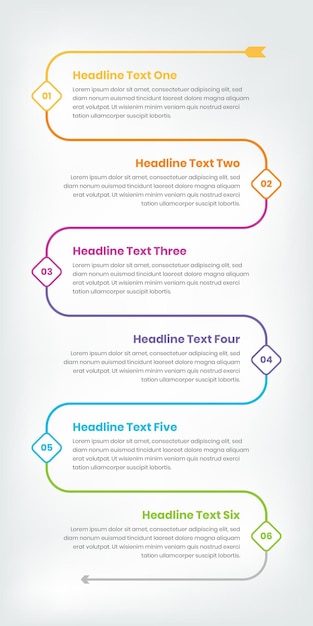 Vertical infographic timeline template for text based presentation
