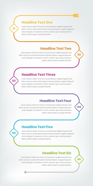 Modello di timeline infografica verticale per la presentazione basata su testo