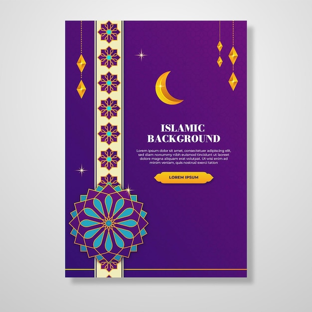 Vector vertical islamic background poster template