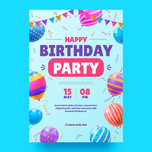 vertical poster template for birthday anniversary celebration