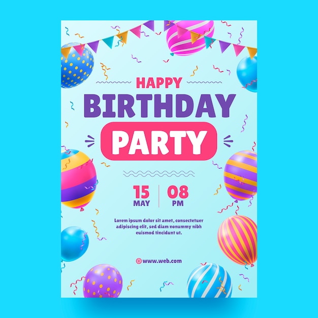 Vector vertical poster template for birthday anniversary celebration