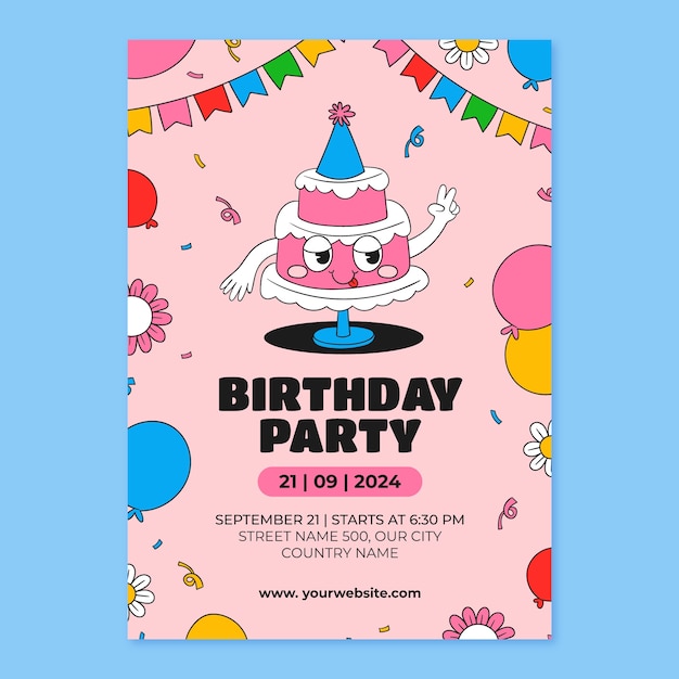 Vector vertical poster template for birthday anniversary celebration