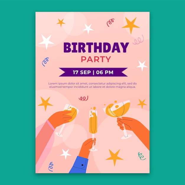 Vector vertical poster template for birthday party celebration
