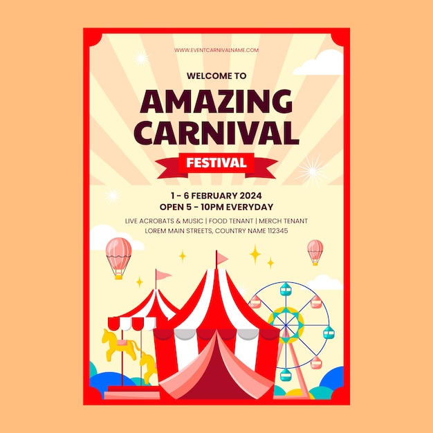 Vertical poster template for carnival party celebration