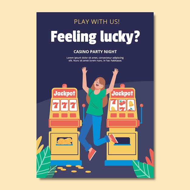 Vertical poster template for casino experience and gambling