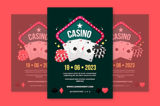 Vettore modello di poster verticale per casinò e gioco d'azzardo