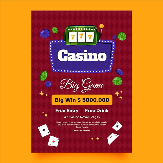 カジノとギャンブルの縦型ポスター テンプレート