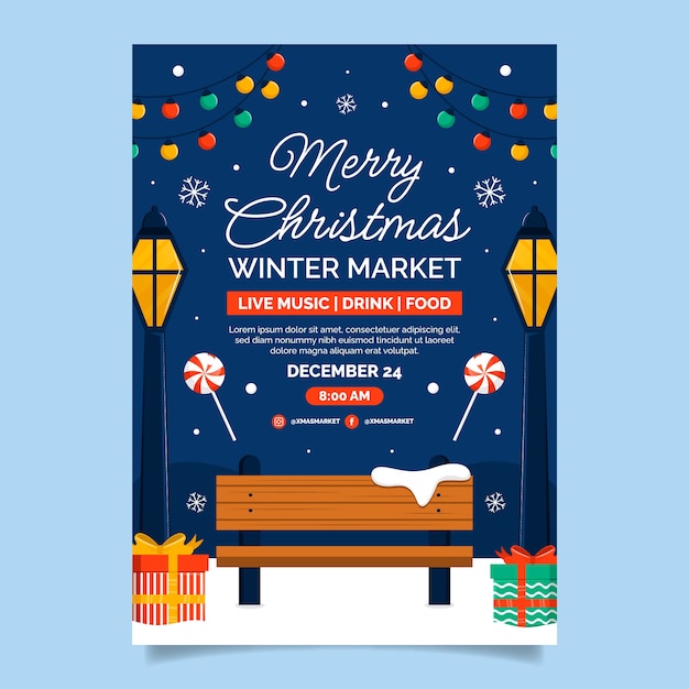 Vector vertical poster template for christmas season market