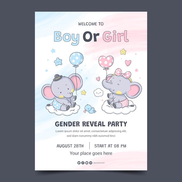 Vector vertical poster template for gender reveal party