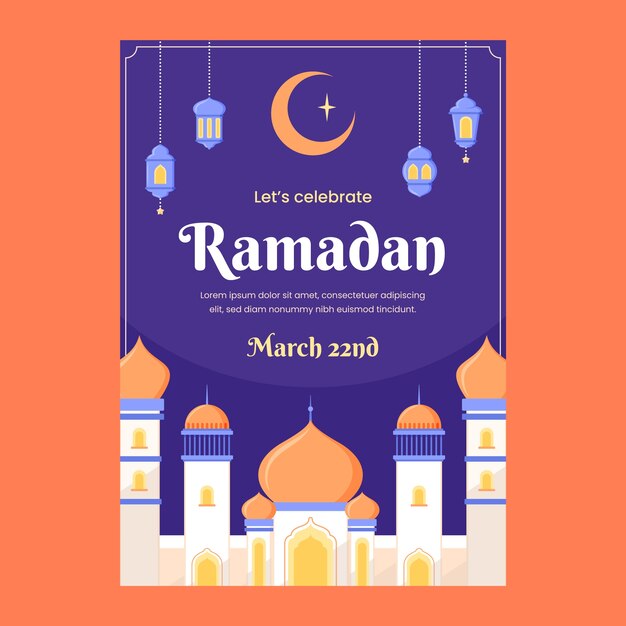 Vertical poster template for islamic ramadan celebration
