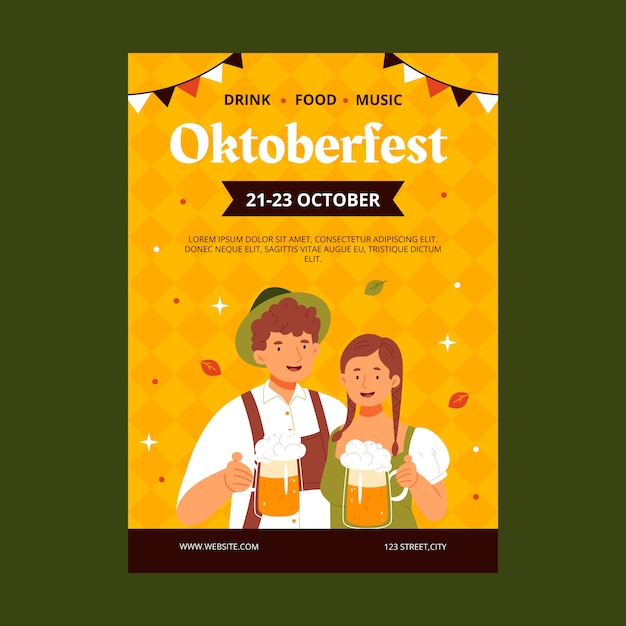 Modello di poster verticale per la celebrazione del festival della birra oktoberfest