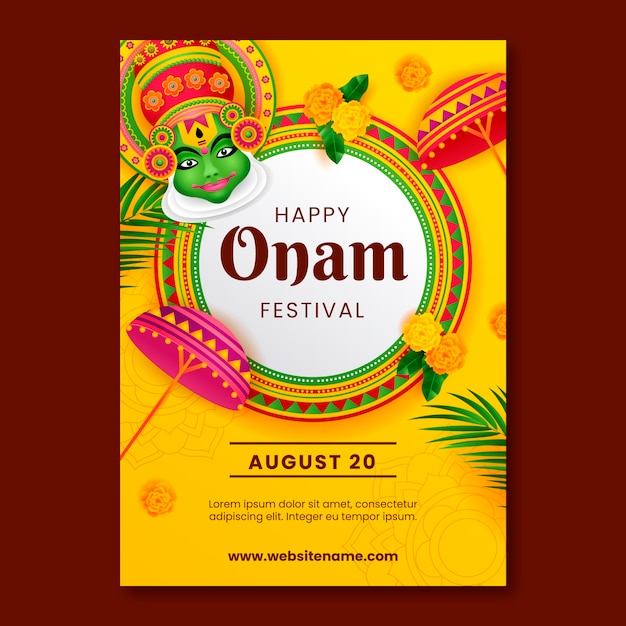 Modello di poster verticale per la celebrazione del festival onam