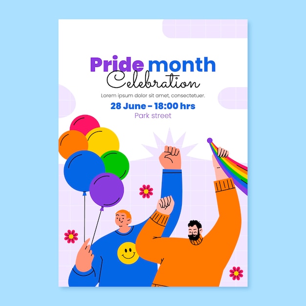 Vector vertical poster template for pride month celebration