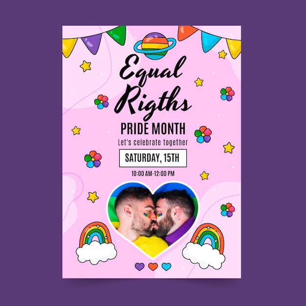 Vector vertical poster template for pride month celebration