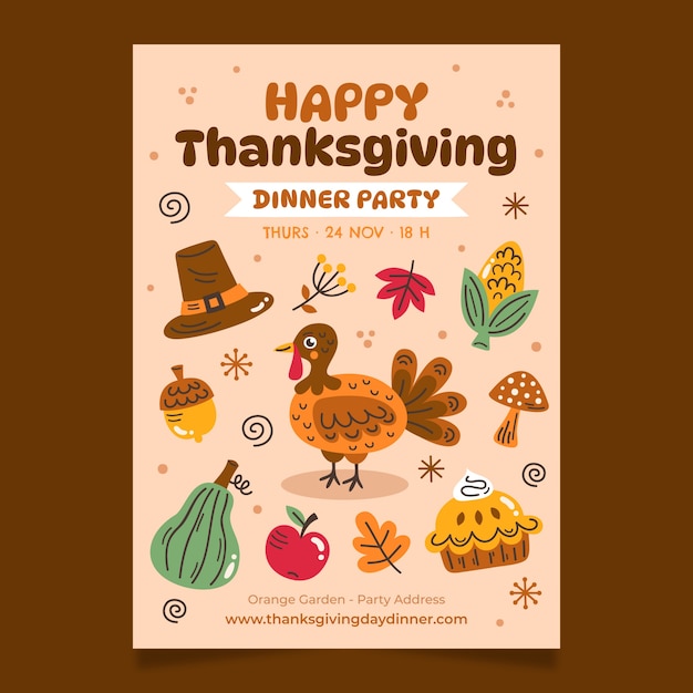 Vector vertical poster template for thanksgiving celebration