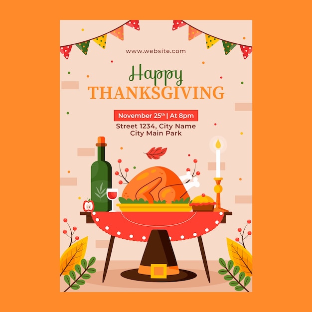 Vector vertical poster template for thanksgiving celebration