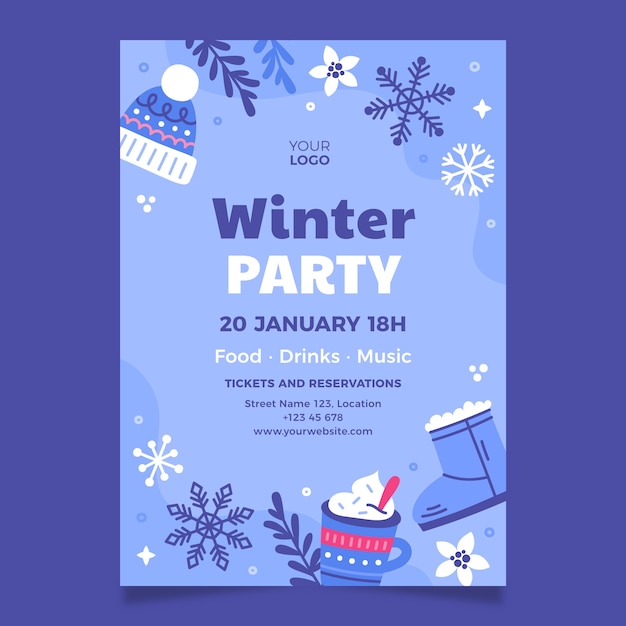 Vertical poster template for winter season celebration