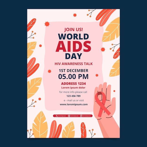 Vector vertical poster template for world aids day awareness