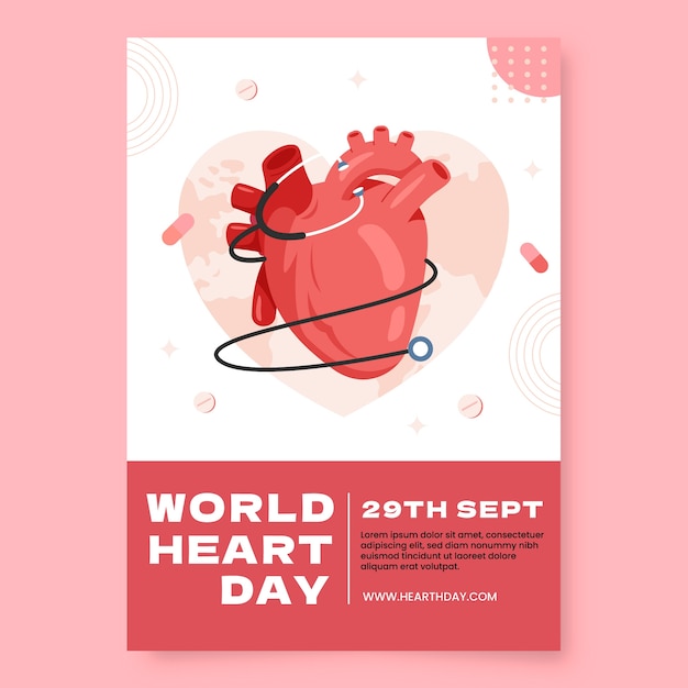 Vertical poster template for world heart day awareness