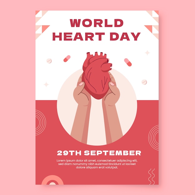Vertical poster template for world heart day awareness