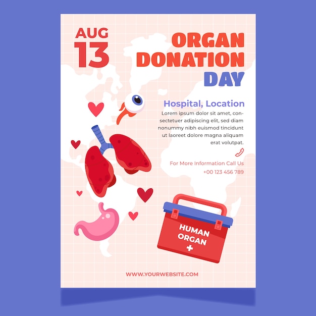 vertical poster template for world organ donation day
