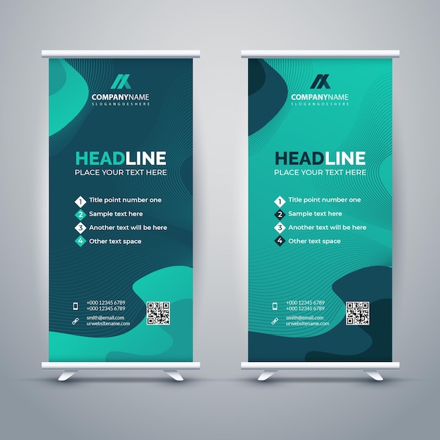 Vertical rollup banner template design for announcement and advertising