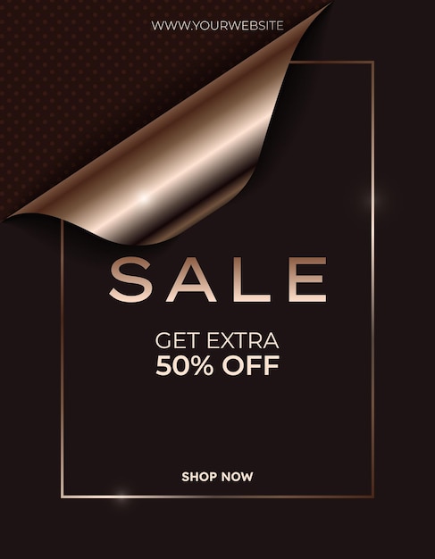 Vector vertical sale banner or shopping poster luxury template with frame for web social media