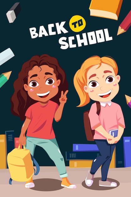 Vector vertical template for back to school season