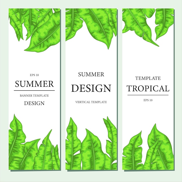 Vertical template with tropical leaves