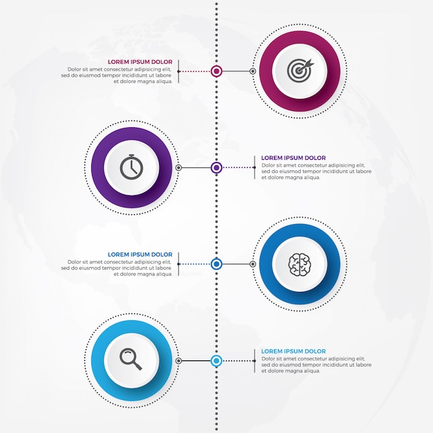 Vettore di progettazione infografica timeline verticale con icona.