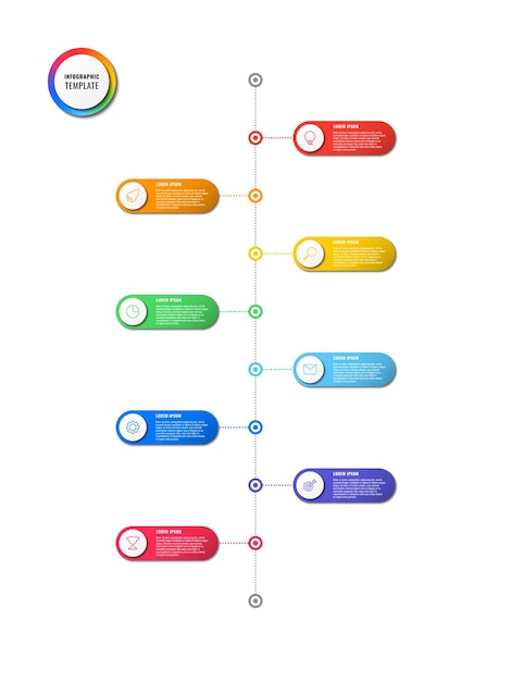 вертикальная временная шкала инфографика с круглыми элементами на белом фоне современный бизнес-процесс