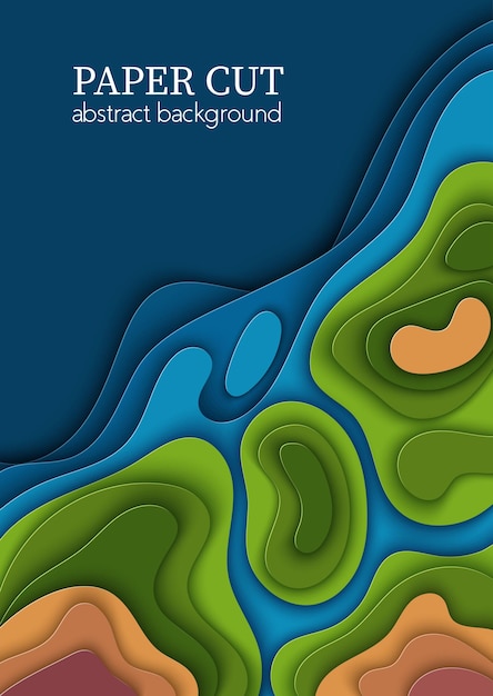종이 컷 파도 모양의 수직 벡터 파란색 녹색 전단지 세계 지구지도 생태 3d 아트 디자인
