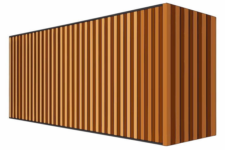 Vector vertical wooden panel wall with line slats for modern interiors
