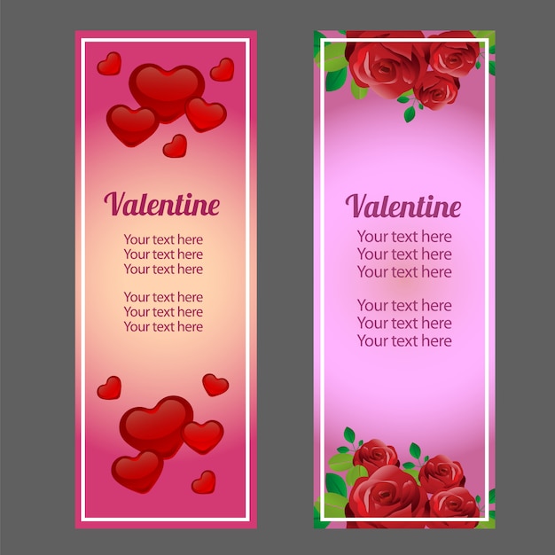 Verticale banner van de Valentijnskaart met liefde en rood nam overladen toe