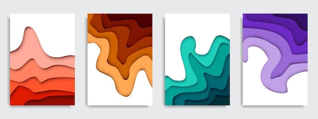 Verticale banners met 3D abstracte achtergrond en papier gesneden vormen voor zakelijke presentaties
