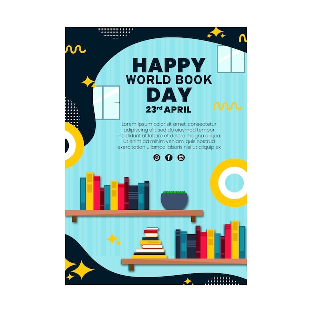 Verticale flyer-sjabloon voor de viering van de wereldboekdag