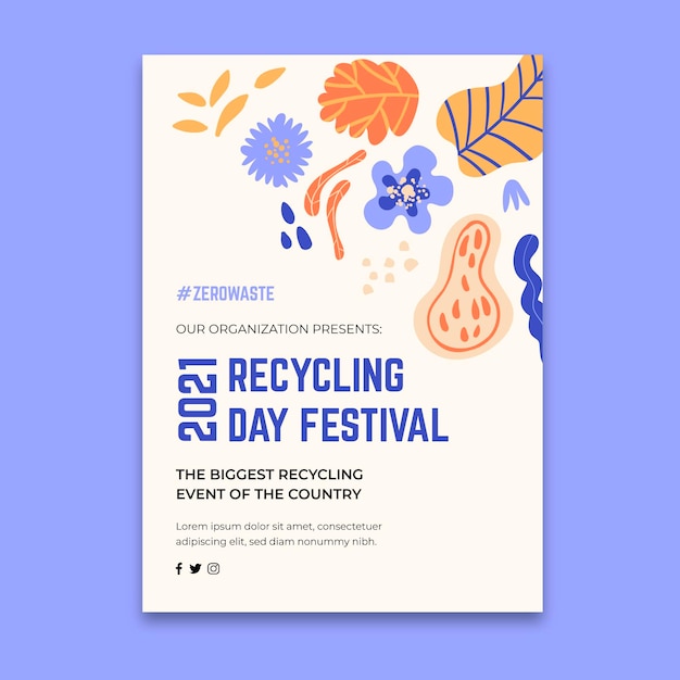 Vector verticale flyer-sjabloon voor recycling dagfestival