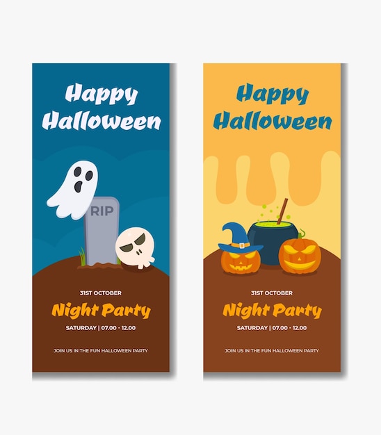 Verticale Halloween-banner. 2 verticale banneropties.